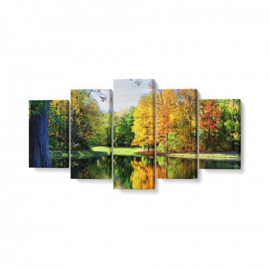 Tablou MultiCanvas 5 piese Colorful Trees Reflections