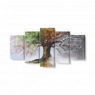 Tablou MultiCanvas 5 piese Four Season Tree Tablou MultiCanvas 5 piese Four Season Tree