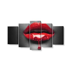 Tablou MultiCanvas 5 piese Glossy Red Lips