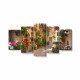 Tablou MultiCanvas 5 piese Medieval Alley with Flowers in Spello