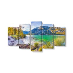 Tablou MultiCanvas 5 piese Morning on the Bohinj Lake