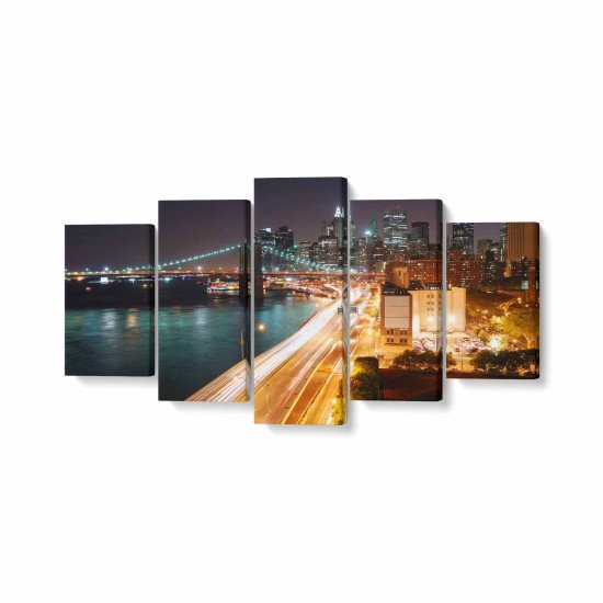 Tablou MultiCanvas 5 piese Night Light City