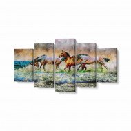 Tablou MultiCanvas 5 piese Painted Horse