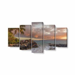 Tablou MultiCanvas 5 piese Palm Trees by the Sea