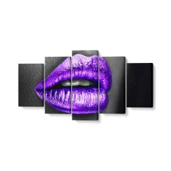 Tablou MultiCanvas 5 piese Purple Lips