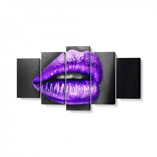 Tablou MultiCanvas 5 piese Purple Lips