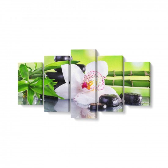 Tablou MultiCanvas 5 piese Spa Stones and White Orchid