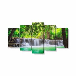Tablou MultiCanvas 5 piese Tropical Waterfall
