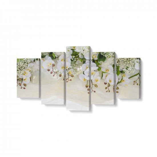 Tablou MultiCanvas 5 piese White Orchid Arrangement