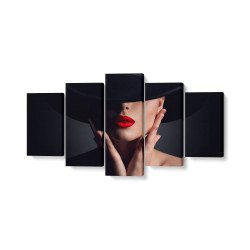 Tablou MultiCanvas 5 piese Woman Hat