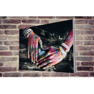 Tablou Forex Colorful Hands on Tree Surface