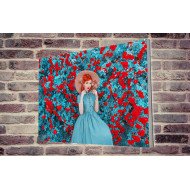 Tablou Forex Fabulous Lady with Red Lips in Dress