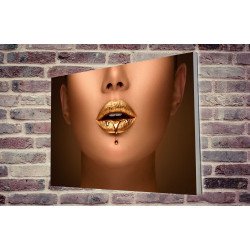 Tablou Forex Liquid Metal Dripping From Gold Lips