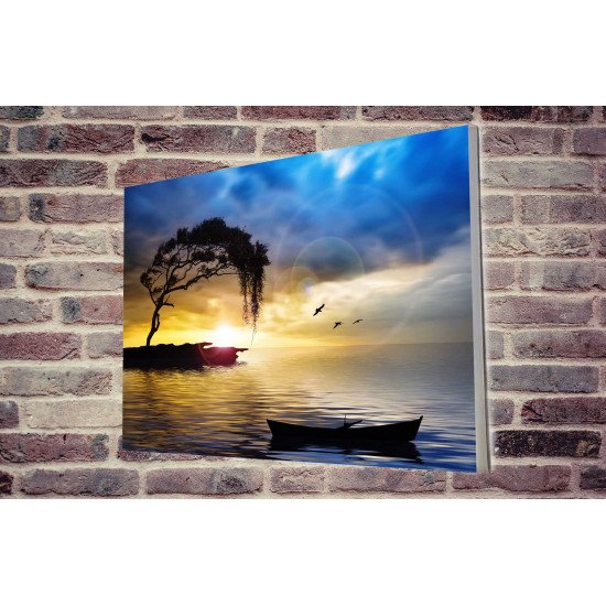 Tablou Forex Tree, Boat and Sea Painting
