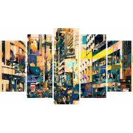 Tablou Forex 5 piese Abstract Art of Cityscape Tablou Forex 5 piese Abstract Art of Cityscape