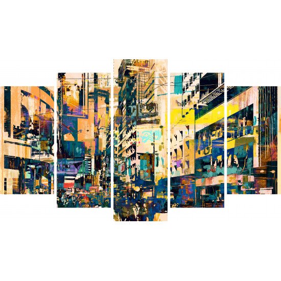 Tablou Forex 5 piese Abstract Art of Cityscape
