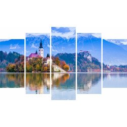 Tablou Forex 5 piese Castle and Mountains