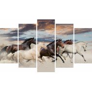 Tablou Forex 5 piese Five Horse Run