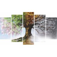 Tablou Forex 5 piese Four Season Tree