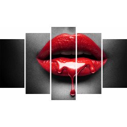 Tablou Forex 5 piese Glossy Red Lips