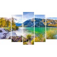 Tablou Forex 5 piese Morning on the Bohinj Lake