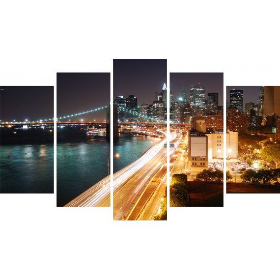Tablou Forex 5 piese Night Light City