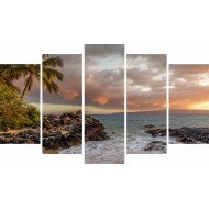 Tablou Forex 5 piese Palm Trees by the Sea
