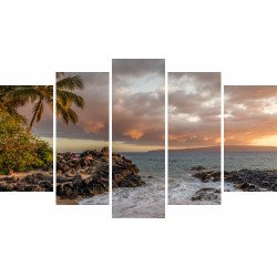 Tablou Forex 5 piese Palm Trees by the Sea