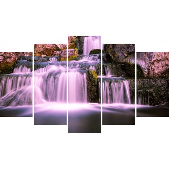 Tablou Forex 5 piese Pink Waterfall