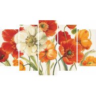 Tablou Forex 5 piese Poppies Melody I by Winston Porter