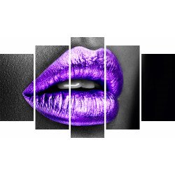 Tablou Forex 5 piese Purple Lips