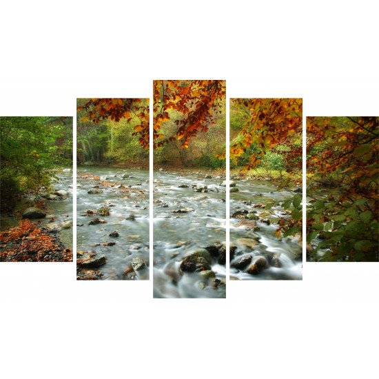 Tablou Forex 5 piese River in Autumn
