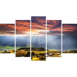 Tablou Forex 5 piese Sunbeams on the Plain Tablou Forex 5 piese Sunbeams on the Plain