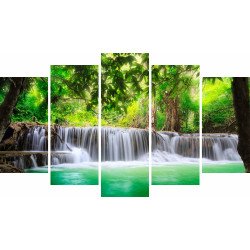 Tablou Forex 5 piese Tropical Waterfall