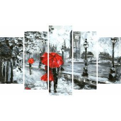 Tablou Forex 5 piese White and Red, Big Ben London