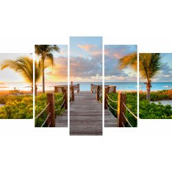 Tablou Forex 5 piese Wooden Bridge Over the Sea
