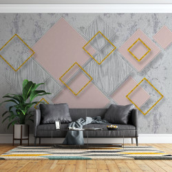 Fototapet Rhombuses Blue, Grey and Gold Fototapet Rhombuses Blue, Grey and Gold